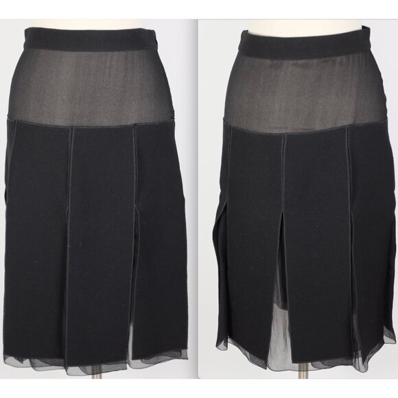 Y2K 90s PRADA dress 2 piece top skirt 44 US Small black sheer panels vintage - Picture 3 of 16